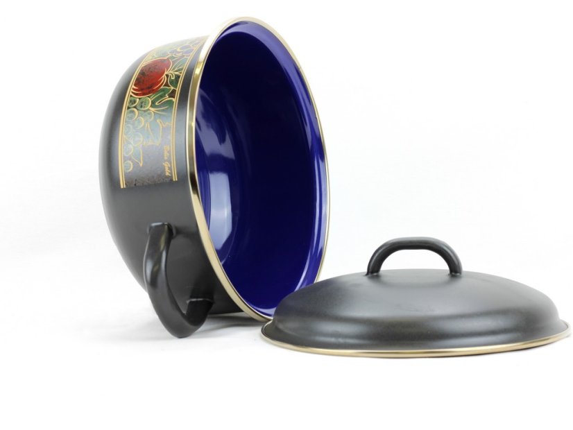 Smaltovaný rendlík se skleněnou poklicí ø 16 cm - 1.25 l - GOLD | BELIS
