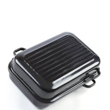 Smaltovaný dvoupekáč s žebrováním 40 cm ucha z boku - PEKÁČE | BELIS