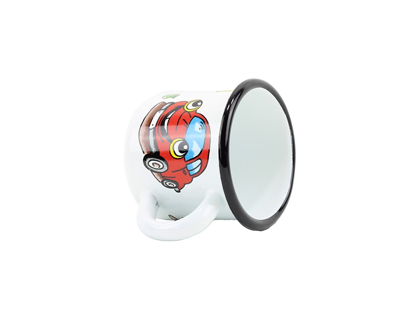 Smaltovaný hrnek ø 7 cm - 0.25 l bílý "auto"