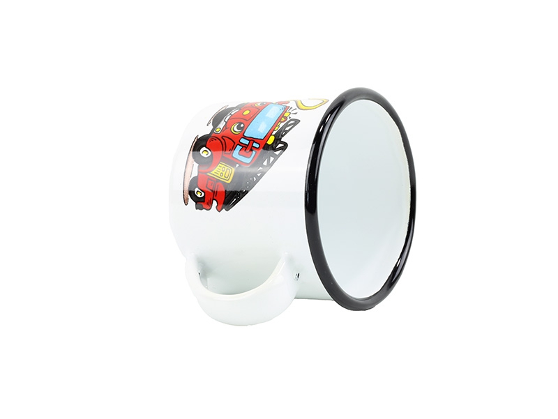 Smaltovaný hrnek ø 8 cm - 0.35 l bílý "hasiči" - 2 jakost