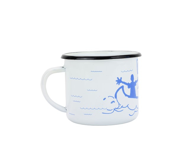 Smaltovaný hrnek ø 8 cm - 0.35 l bílý "vodák/háček" v krabičce - ČESKÝ PLECHÁČEK | BELIS