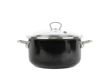 Smaltovaný hrniec so sklenenou pokrievkou ø 24 cm – 5,5 l – PREMIUM čierny | BELIS