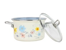 Smaltovaný hrnec se skleněnou poklicí ø 16 cm - 2 l - MEADOW | BELIS