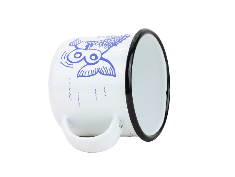 Smaltovaný hrnek ø 8 cm - 0.35 l bílý "rybka" v krabičce - ČESKÝ PLECHÁČEK | BELIS