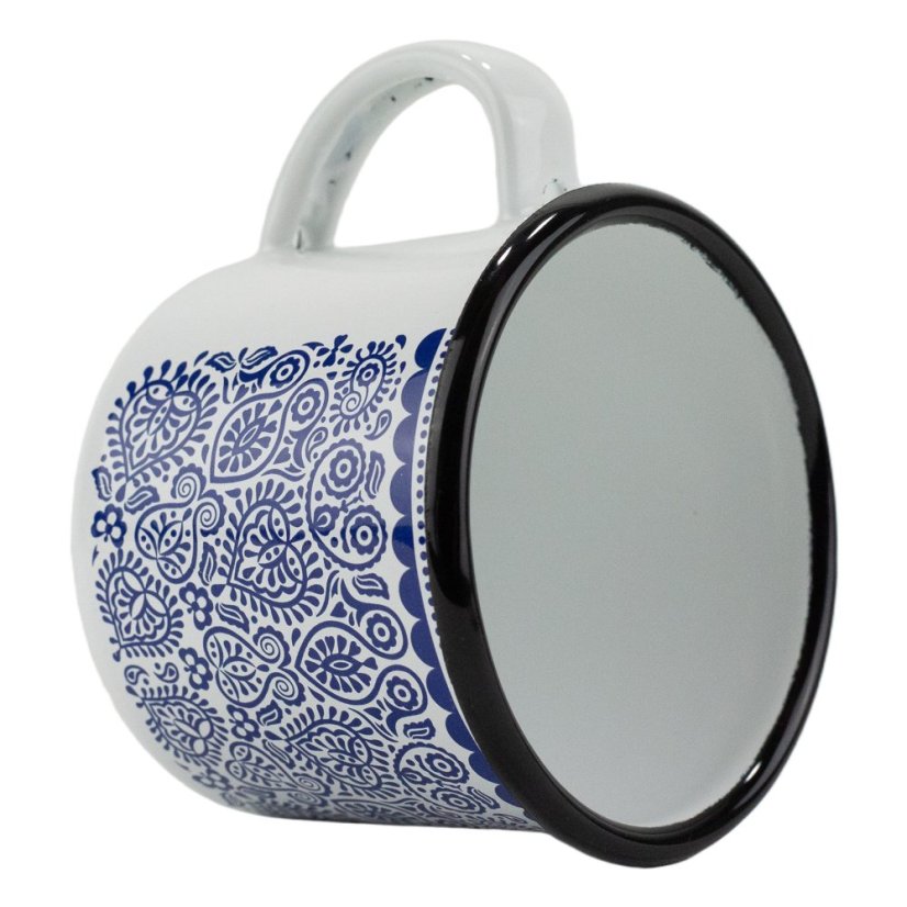 Smaltovaný hrnek ø 8 cm - 0.35 l bílý FOLKLOR | BELIS - 2 jakost