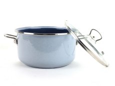 Smaltovaný hrnec se skleněnou poklicí ø 16 cm - 1.5 l - PREMIUM šedý | BELIS