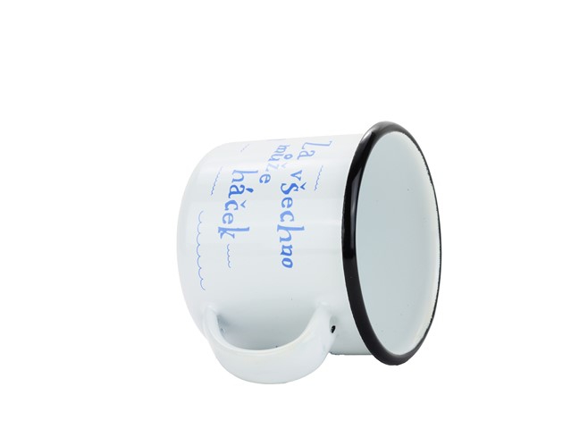 Smaltovaný hrnek ø 8 cm - 0.35 l bílý "vodák/háček" v krabičce - ČESKÝ PLECHÁČEK | BELIS