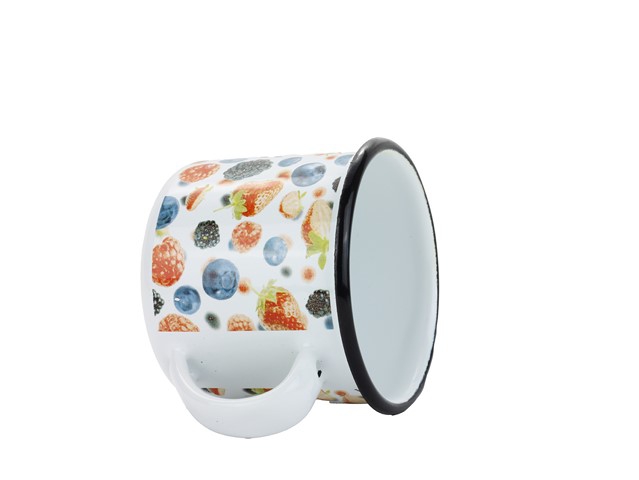 Smaltovaný hrnek ø 8 cm - 0.35 l bílý "lesní ovoce"