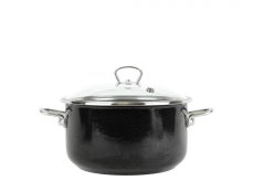 Smaltovaný hrniec so sklenenou pokrievkou ø 18 cm – 2,2 l – PREMIUM čierny | BELIS