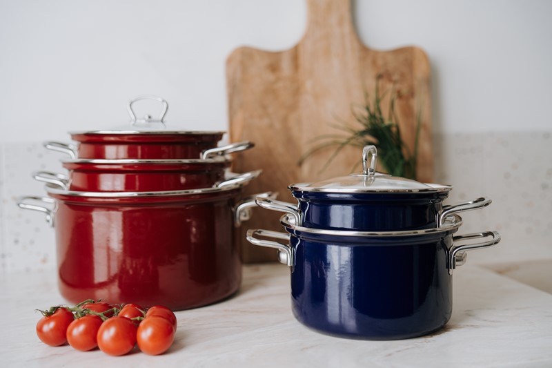 Smaltovaný hrnec se skleněnou poklicí ø 16 cm - 2 l - ECO-CERAMIC modrý | BELIS