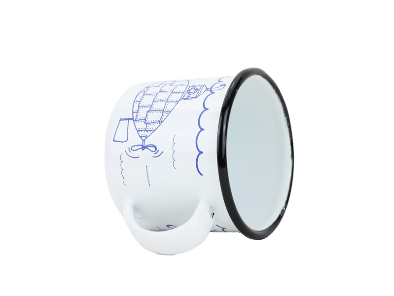 Smaltovaný hrnek ø 8 cm - 0.35 l bílý "ponorka" v krabičce - ČESKÝ PLECHÁČEK | BELIS