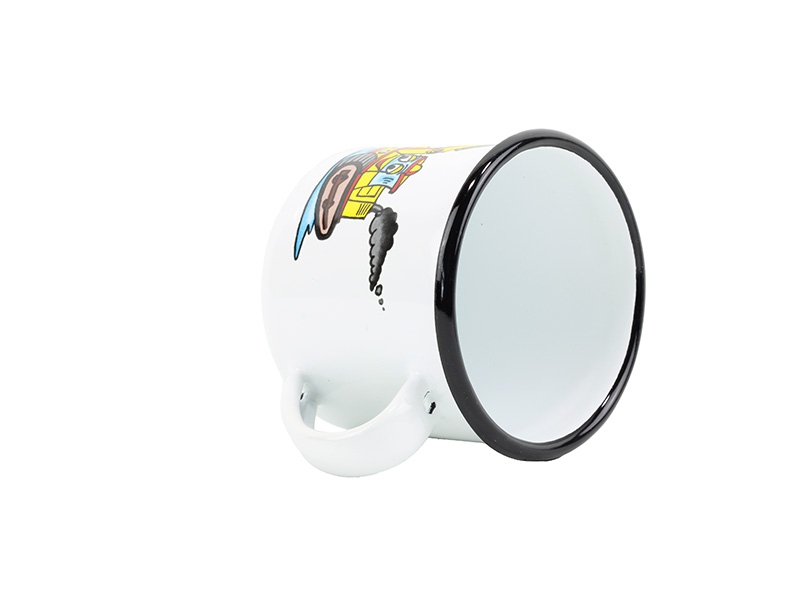 Smaltovaný hrnek ø 8 cm - 0.35 l bílý "bagr" - 2 jakost