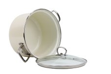 Smaltovaný hrnec se skleněnou poklicí ø 18 cm - 2,6 l - ECO-CERAMIC krémový | BELIS