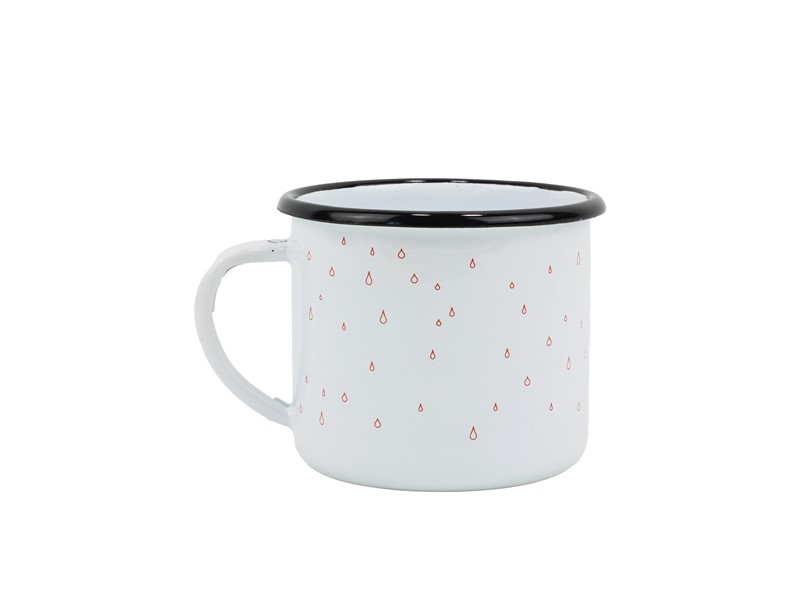 Smaltovaný hrnek ø 8 cm - 0.35 l bílý "hasiči/žízeň" v krabičce - ČESKÝ PLECHÁČEK | BELIS