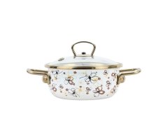 Smaltovaný kastról so sklenenou pokrievkou ø 16 cm – 1,25 l – PREMIUM krémový | BELIS