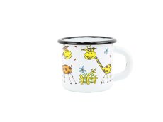 Smaltovaný hrnek ø 7 cm - 0.25 l bílý "žirafa"