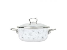 Smaltovaný rendlík se skleněnou poklicí ø 24 cm - 4 l - PREMIUM bílý | BELIS