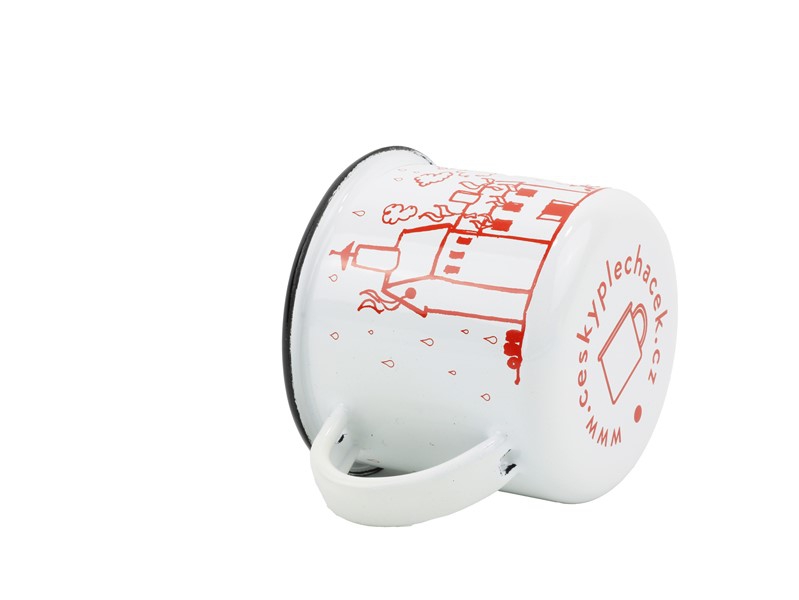 Smaltovaný hrnek ø 8 cm - 0.35 l bílý "hasiči/co jste hasiči" v krabičce - ČESKÝ PLECHÁČEK | BELIS