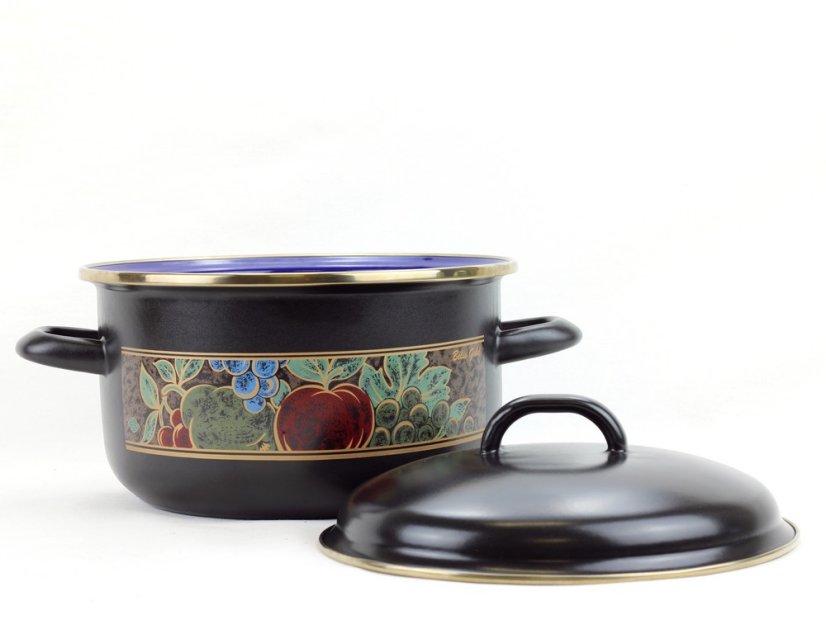 Smaltovaný hrnec s poklicí ø 16 cm - 1.5 l - GOLD | BELIS