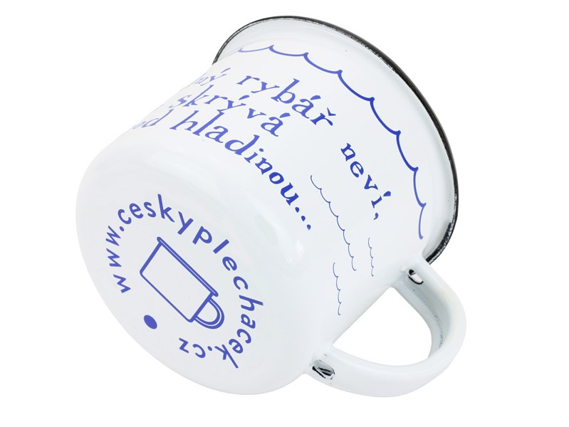 Smaltovaný hrnek ø 8 cm - 0.35 l bílý "voda" v krabičce - ČESKÝ PLECHÁČEK | BELIS