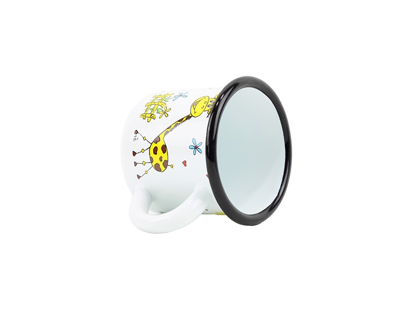 Smaltovaný hrnek ø 7 cm - 0.25 l bílý "žirafa"