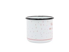 Smaltovaný hrnček ø 8 cm – 0,35 l biely „hasiči/oheň“ v krabičke – ČESKÝ PLECHÁČEK | BELIS