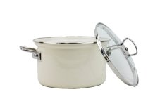 Smaltovaný hrnec se skleněnou poklicí ø 18 cm - 2,6 l - ECO-CERAMIC krémový | BELIS