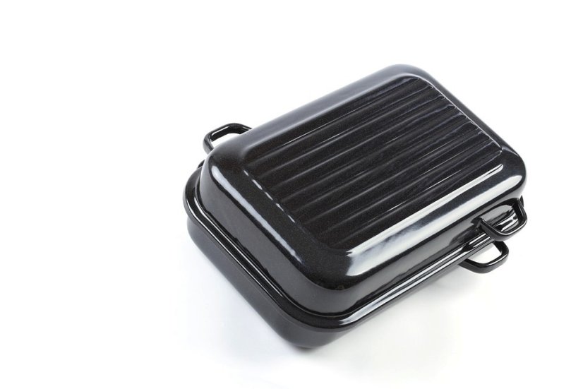 Smaltovaný dvoupekáč s žebrováním 40 cm ucha z boku - PEKÁČE | BELIS - 2 jakost