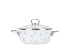 Smaltovaný rendlík se skleněnou poklicí ø 24 cm - 4 l - PREMIUM bílý | BELIS