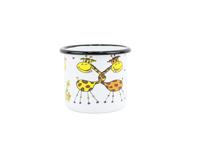 Smaltovaný hrnek ø 7 cm - 0.25 l bílý "žirafa"