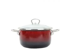 Smaltovaný hrnec se skleněnou poklicí ø 20 cm - 3.5 l - PREMIUM OMBRÉ červený | BELIS