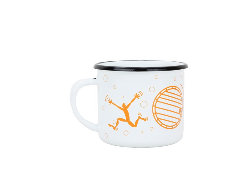 Smaltovaný hrnek ø 8 cm - 0.35 l bílý "žízeň" v krabičce - ČESKÝ PLECHÁČEK | BELIS