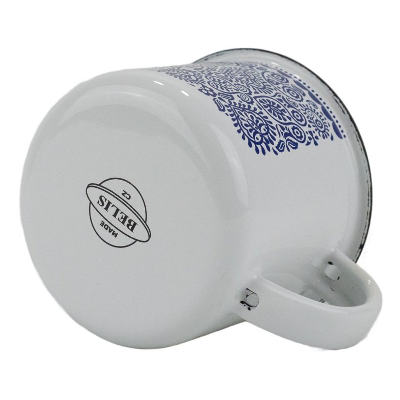 Smaltovaný hrnek ø 8 cm - 0.35 l bílý FOLKLOR | BELIS - 2 jakost