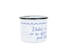 Smaltovaný hrnek ø 8 cm - 0.35 l bílý "voda" v krabičce - ČESKÝ PLECHÁČEK | BELIS