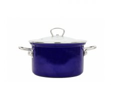 Smaltovaný hrnec se skleněnou poklicí ø 18 cm - 2,6 l - ECO-CERAMIC modrý | BELIS
