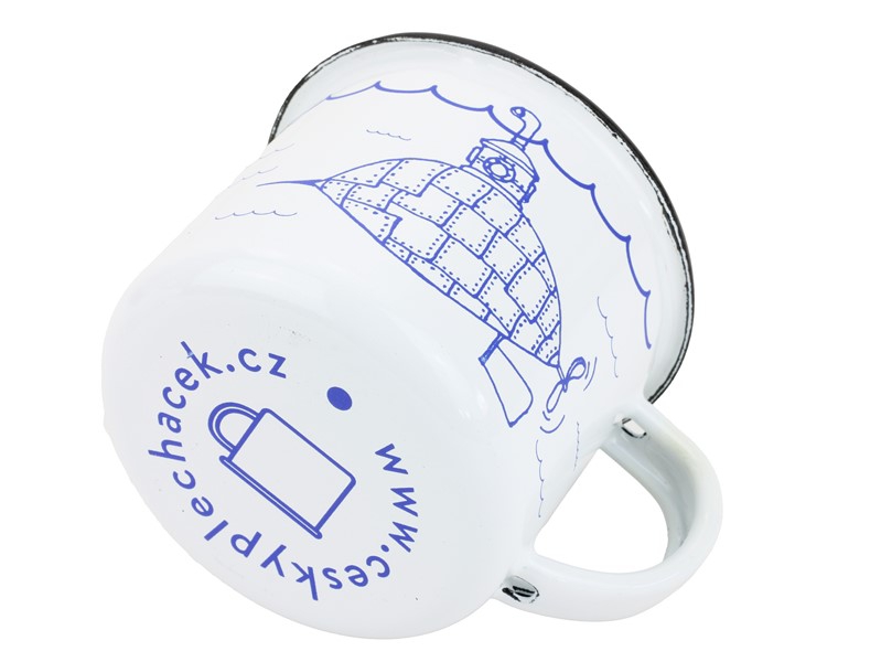 Smaltovaný hrnek ø 8 cm - 0.35 l bílý "ponorka" v krabičce - ČESKÝ PLECHÁČEK | BELIS