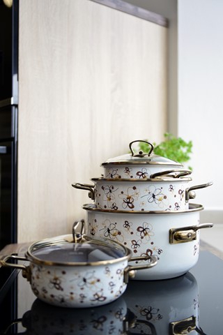 Smaltovaný hrnec se skleněnou poklicí ø 18 cm - 2.2 l - PREMIUM krémový | BELIS