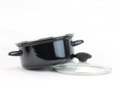 Smaltovaný rajniček so sklenenou pokrievkou ø 24 cm – 4,5 l – STANDARD PLUS | BELIS