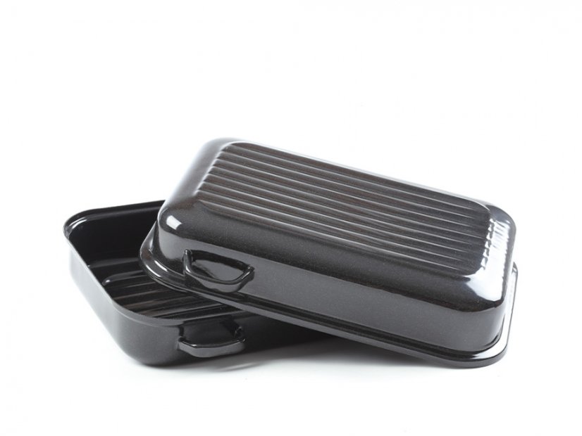 Smaltovaný dvoupekáč s žebrováním 40 cm ucha z boku - PEKÁČE | BELIS - 2 jakost