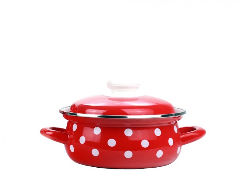 Smaltovaný rendlík s poklicí ø 24 cm - 4.5 l - PUNTÍK červený | BELIS