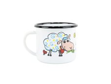 Smaltovaný hrnek ø 8 cm - 0.35 l bílý "ovečka" - 2 jakost