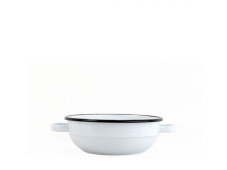 Smaltovaná selská mísa s uchy ø 14 cm bílá