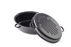 Smaltovaný oválný pekáč 42x33 cm černý