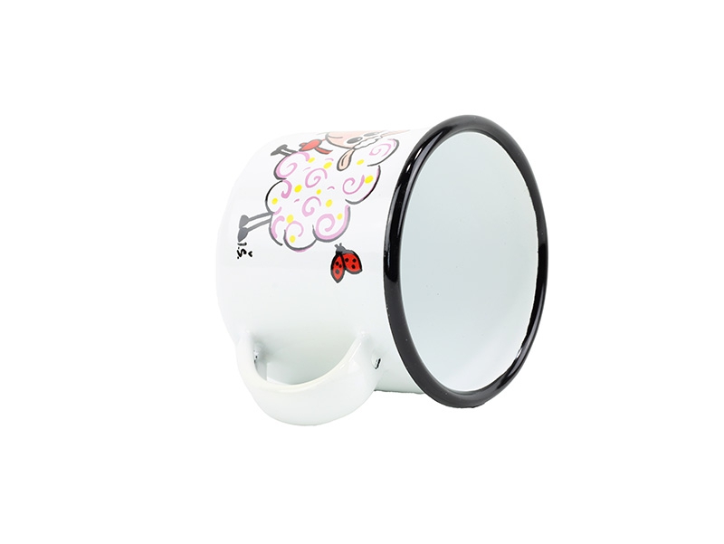 Smaltovaný hrnek ø 8 cm - 0.35 l bílý "ovečka"