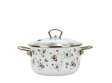 Smaltovaný hrnec se skleněnou poklicí ø 16 cm - 1.5 l - PREMIUM krémový | BELIS - 2 jakost