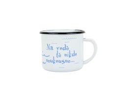 Smaltovaný hrnek ø 8 cm - 0.35 l bílý "vodák/voda" v krabičce - ČESKÝ PLECHÁČEK | BELIS