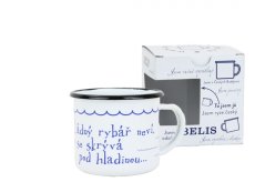 Smaltovaný hrnek ø 8 cm - 0.35 l bílý "voda" v krabičce - ČESKÝ PLECHÁČEK | BELIS