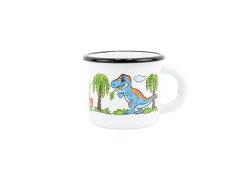 Smaltovaný hrnek ø 7 cm - 0.25 l bílý "dino"