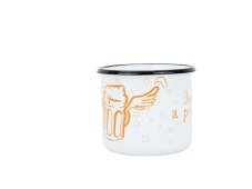 Smaltovaný hrnček ø 8 cm – 0,35 l biely „pivo“ v krabičke – ČESKÝ PLECHÁČIK | BELIS