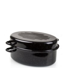 Smaltovaný oválný pekáč 42x33 cm černý